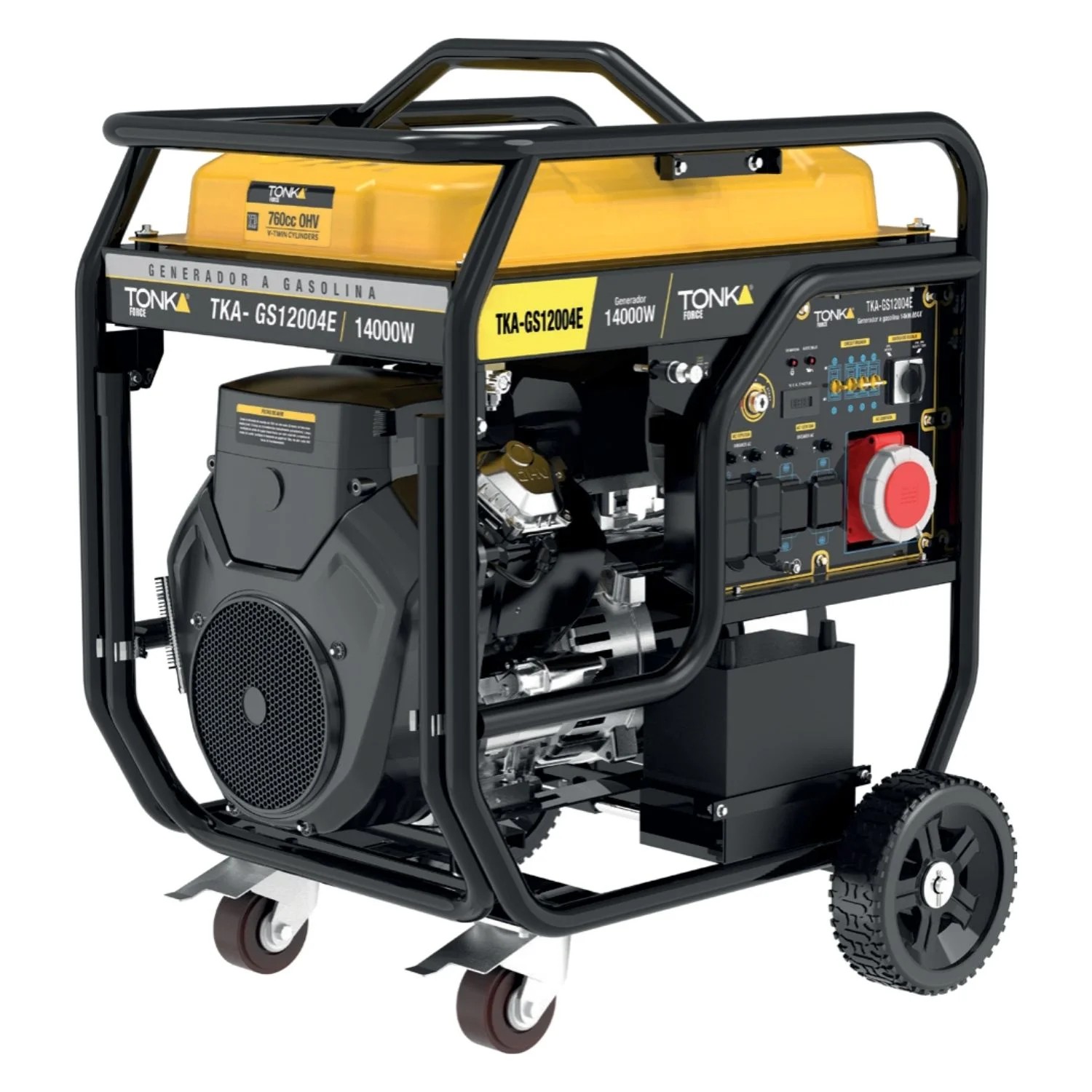 TKA-GS12004E GENERADOR 12000 Wtts, 22HP, 127/220V, MONOFASICO Y TRIFASICO, DOS PISTONES, MARCHA, BATERIA Y LLANTAS